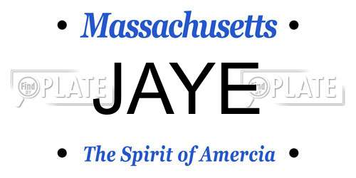 JAYE Massachusetts License Plate