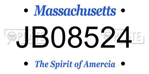 JB08524 Massachusetts License Plate