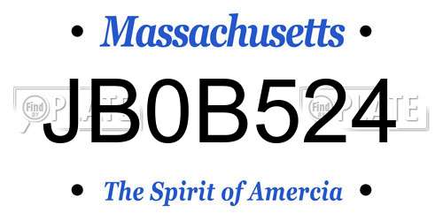 JB0B524 Massachusetts License Plate