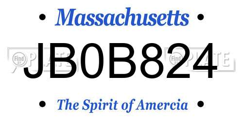 JB0B824 Massachusetts License Plate