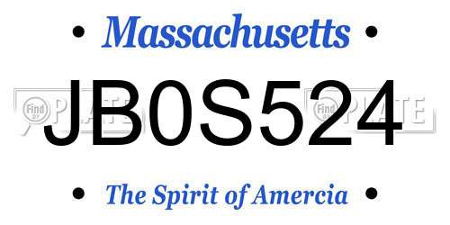 JB0S524 Massachusetts License Plate
