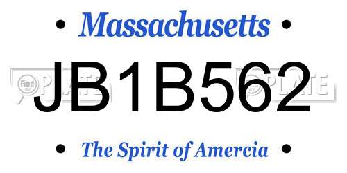 JB1B562 Massachusetts License Plate