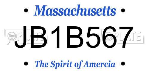 JB1B567 Massachusetts License Plate