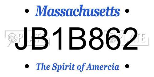 JB1B862 Massachusetts License Plate