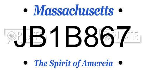 JB1B867 Massachusetts License Plate