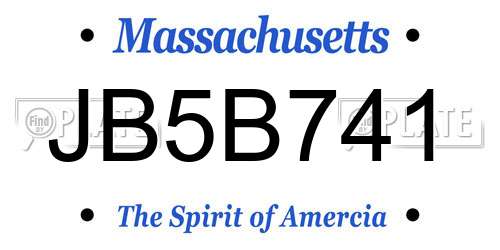JB5B741 Massachusetts License Plate