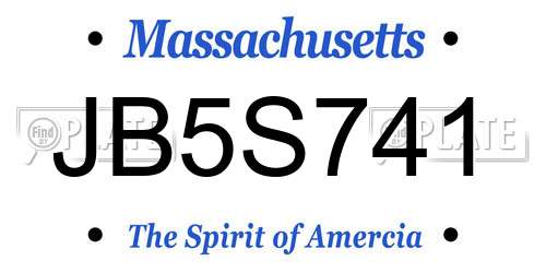 JB5S741 Massachusetts License Plate