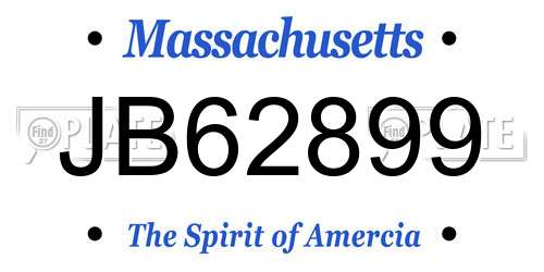 JB62899 Massachusetts License Plate