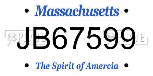 JB67599 Massachusetts License Plate