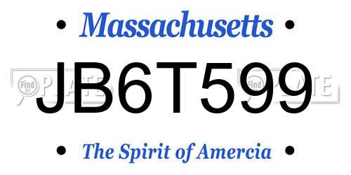 JB6T599 Massachusetts License Plate