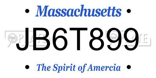 JB6T899 Massachusetts License Plate