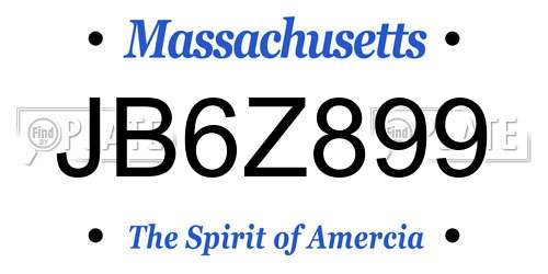 JB6Z899 Massachusetts License Plate