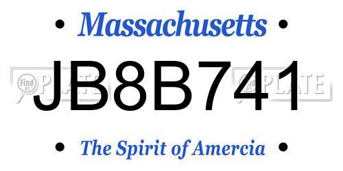 JB8B741 Massachusetts License Plate