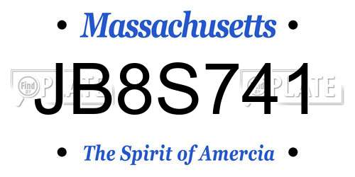 JB8S741 Massachusetts License Plate