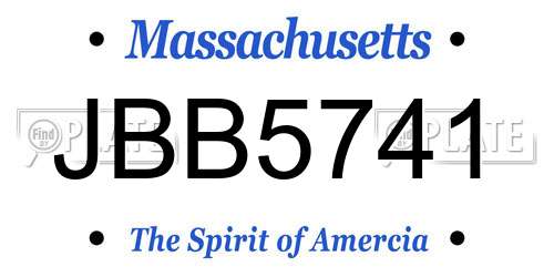 JBB5741 Massachusetts License Plate