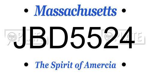 JBD5524 Massachusetts License Plate