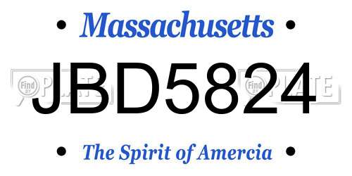 JBD5824 Massachusetts License Plate
