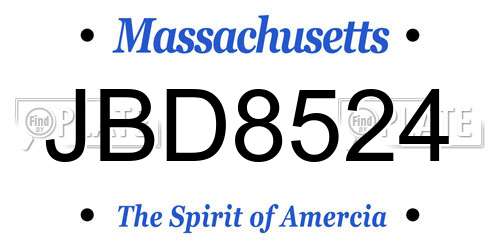 JBD8524 Massachusetts License Plate
