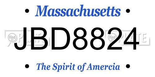 JBD8824 Massachusetts License Plate
