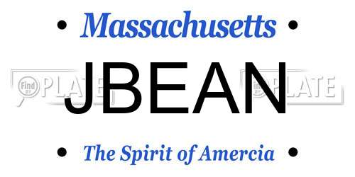JBEAN Massachusetts License Plate