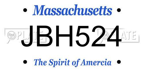JBH524 Massachusetts License Plate