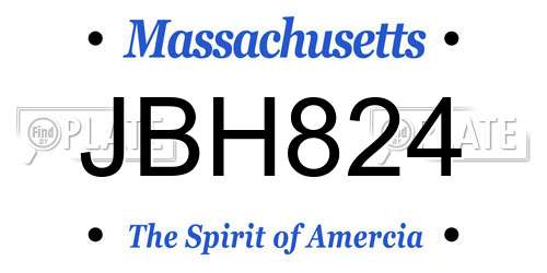 JBH824 Massachusetts License Plate