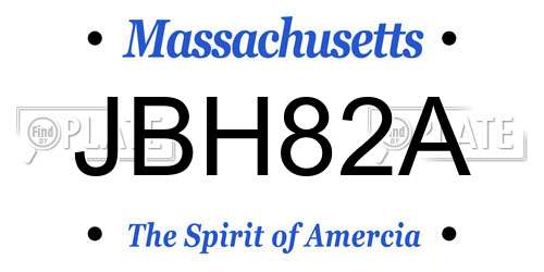 JBH82A Massachusetts License Plate