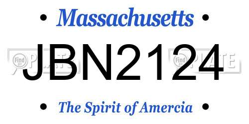 JBN2124 Massachusetts License Plate
