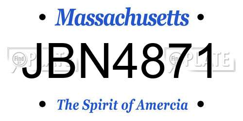 JBN4871 Massachusetts License Plate