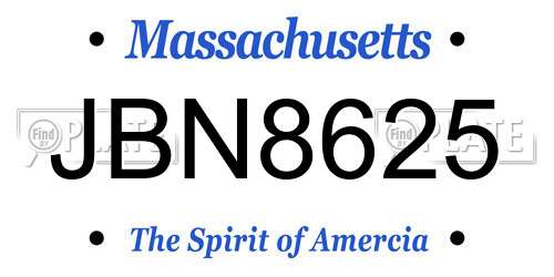 JBN8625 Massachusetts License Plate