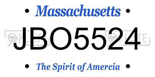 JBO5524 Massachusetts License Plate