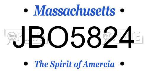 JBO5824 Massachusetts License Plate