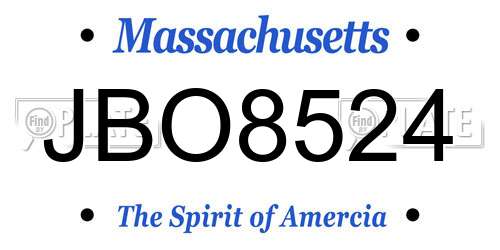 JBO8524 Massachusetts License Plate