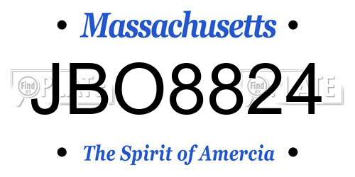 JBO8824 Massachusetts License Plate
