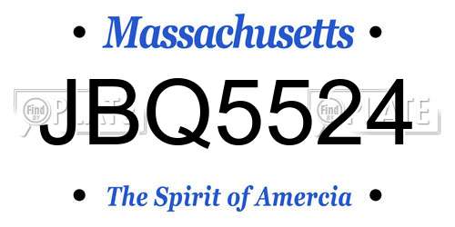 JBQ5524 Massachusetts License Plate