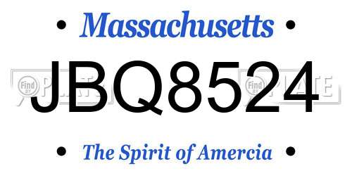 JBQ8524 Massachusetts License Plate