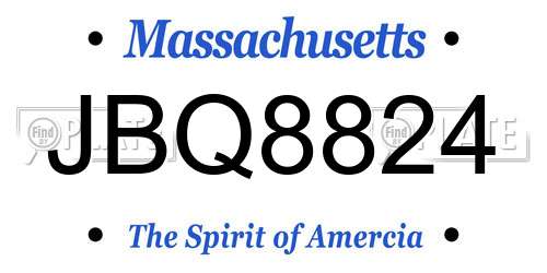 JBQ8824 Massachusetts License Plate