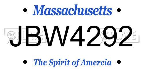 JBW4292 Massachusetts License Plate
