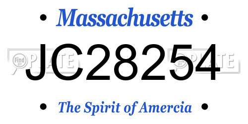 JC28254 Massachusetts License Plate