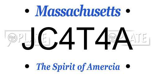 JC4T4A Massachusetts License Plate