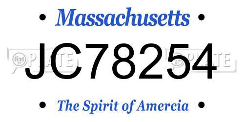 JC78254 Massachusetts License Plate