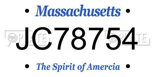 JC78754 Massachusetts License Plate