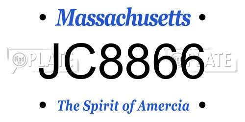 JC8866 Massachusetts License Plate