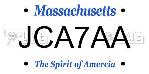 JCA7AA Massachusetts License Plate