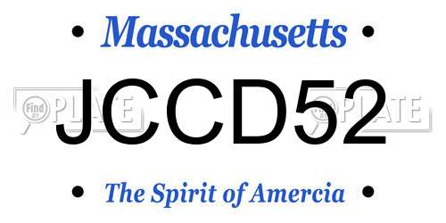 JCCD52 Massachusetts License Plate