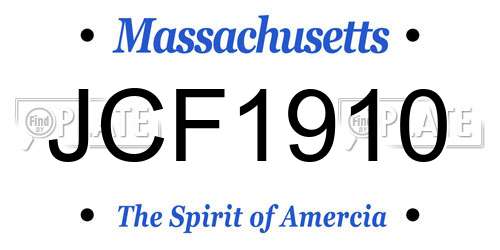 JCF1910 Massachusetts License Plate