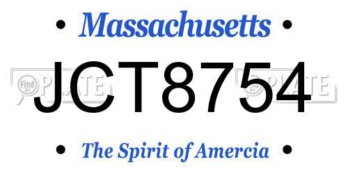 JCT8754 Massachusetts License Plate