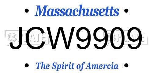 JCW9909 Massachusetts License Plate