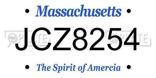 JCZ8254 Massachusetts License Plate