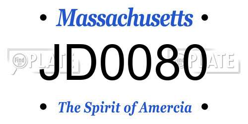 JD0080 Massachusetts License Plate